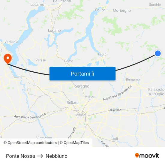 Ponte Nossa to Nebbiuno map