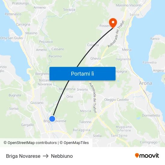 Briga Novarese to Nebbiuno map