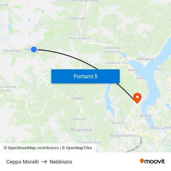 Ceppo Morelli to Nebbiuno map
