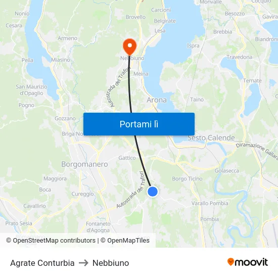 Agrate Conturbia to Nebbiuno map