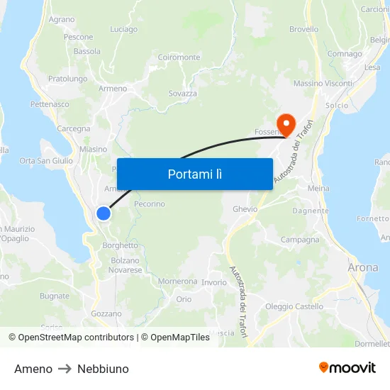 Ameno to Nebbiuno map