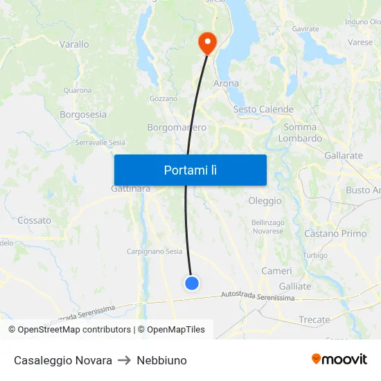 Casaleggio Novara to Nebbiuno map