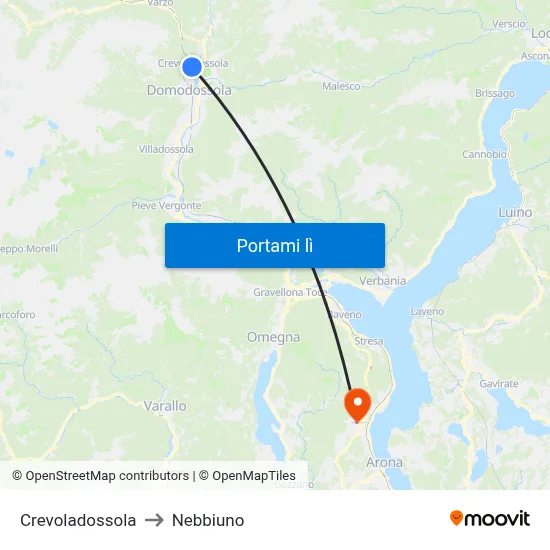 Crevoladossola to Nebbiuno map