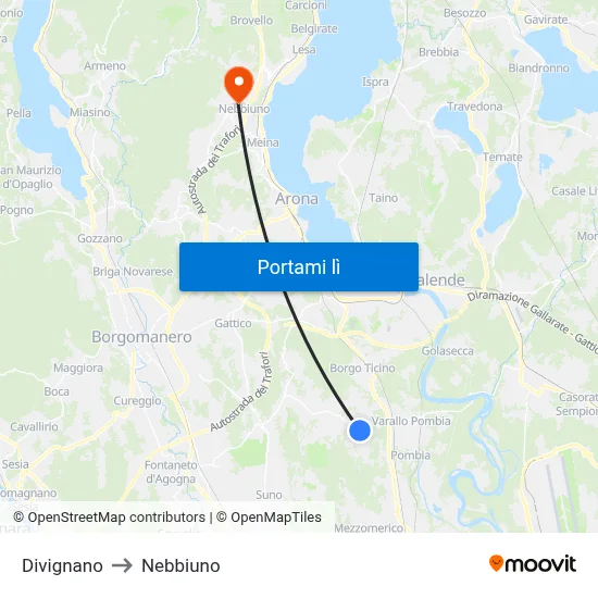Divignano to Nebbiuno map