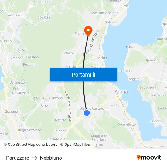Paruzzaro to Nebbiuno map