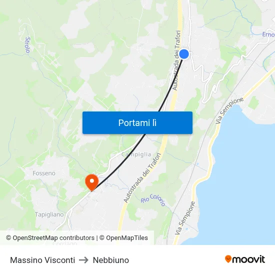 Massino Visconti to Nebbiuno map