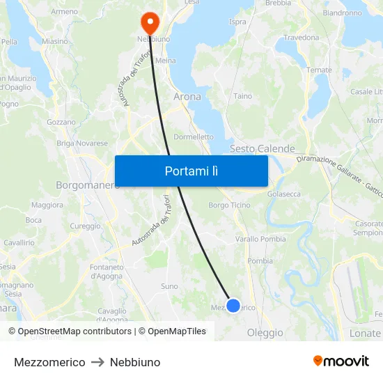 Mezzomerico to Nebbiuno map