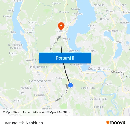 Veruno to Nebbiuno map