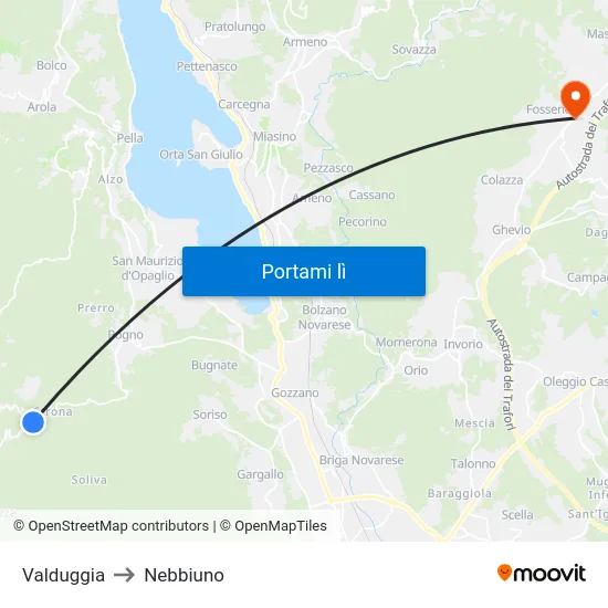 Valduggia to Nebbiuno map