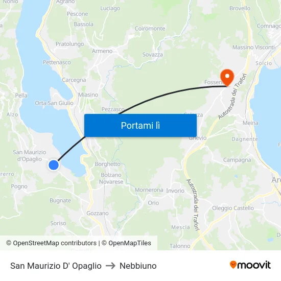 San Maurizio D' Opaglio to Nebbiuno map