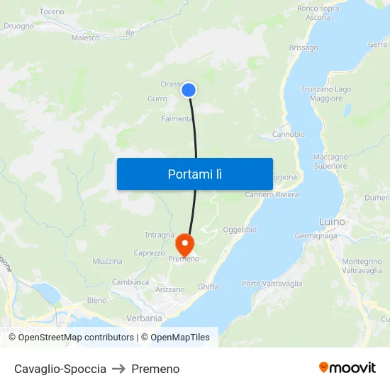 Cavaglio-Spoccia to Premeno map
