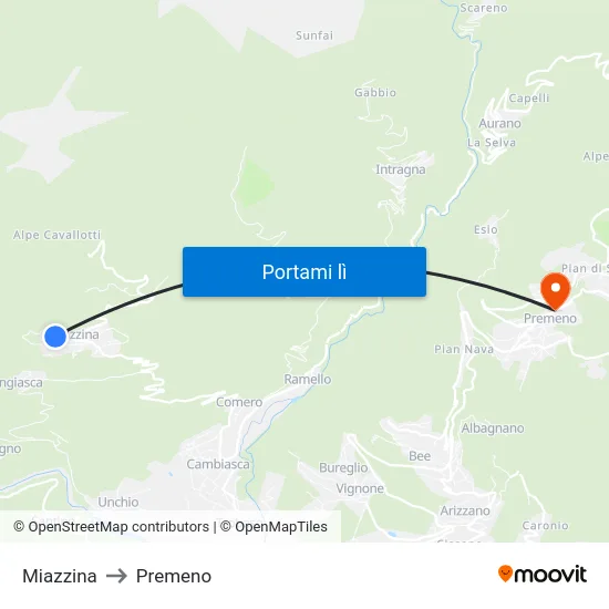 Miazzina to Premeno map