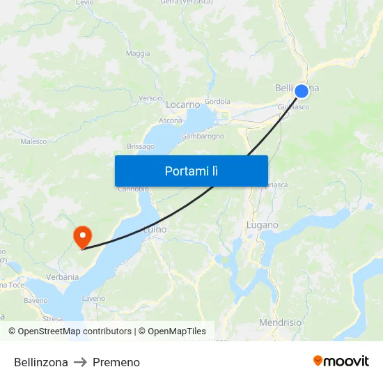 Bellinzona to Premeno map