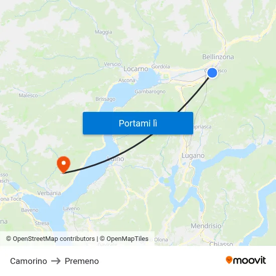 Camorino to Premeno map