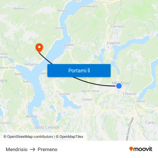 Mendrisio to Premeno map