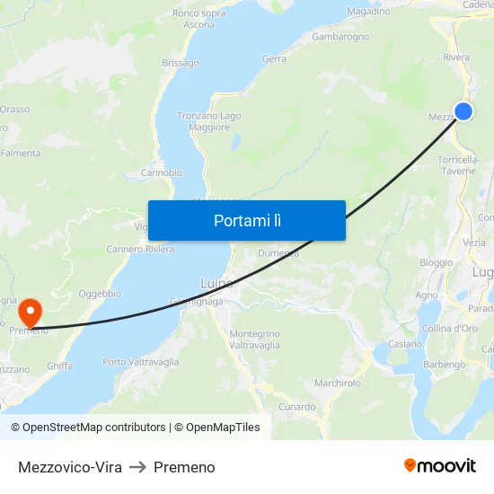 Mezzovico-Vira to Premeno map