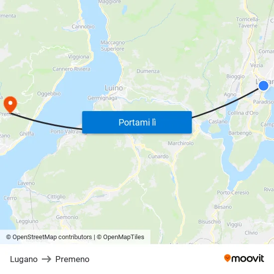 Lugano to Premeno map