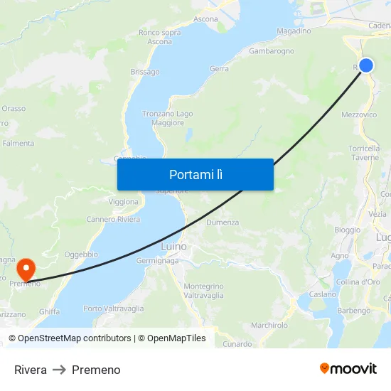 Rivera to Premeno map