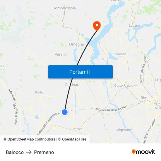 Balocco to Premeno map