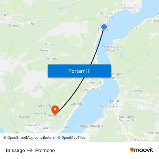 Brissago to Premeno map