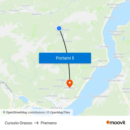 Cursolo-Orasso to Premeno map