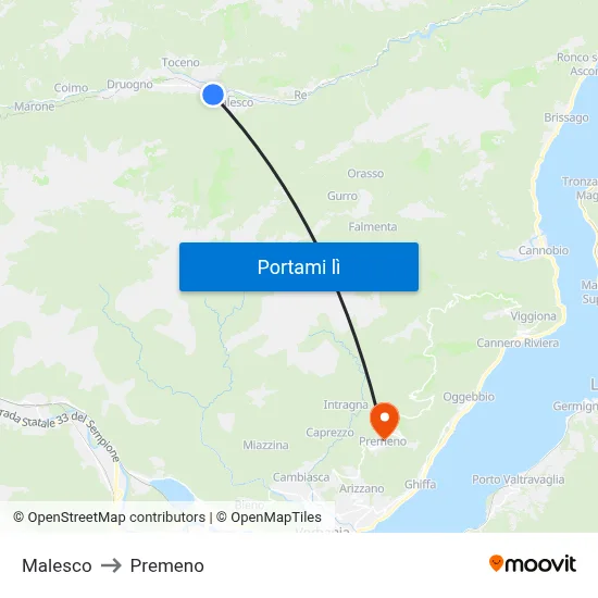 Malesco to Premeno map