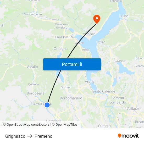 Grignasco to Premeno map