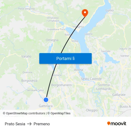 Prato Sesia to Premeno map