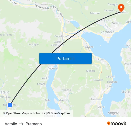 Varallo to Premeno map