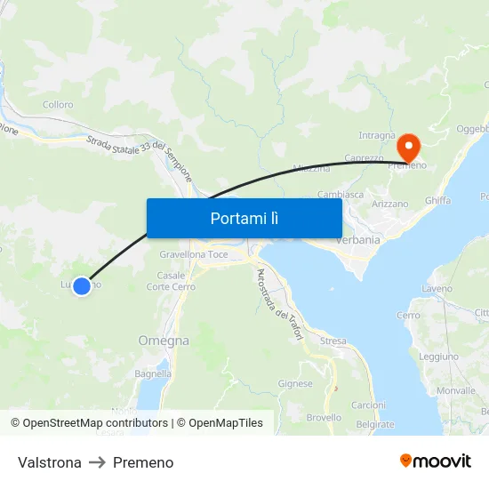 Valstrona to Premeno map