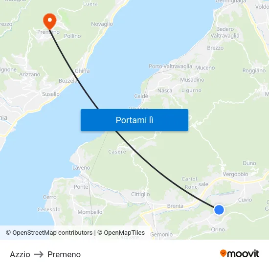 Azzio to Premeno map