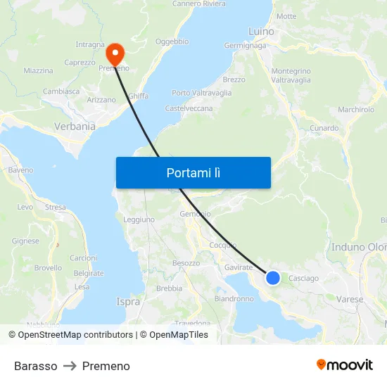 Barasso to Premeno map