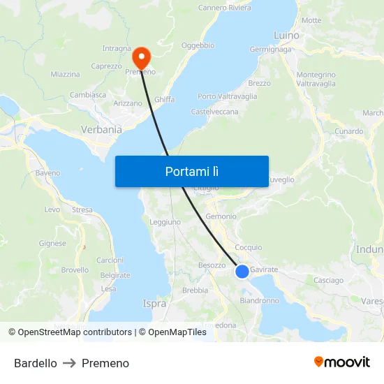 Bardello to Premeno map