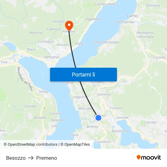 Besozzo to Premeno map