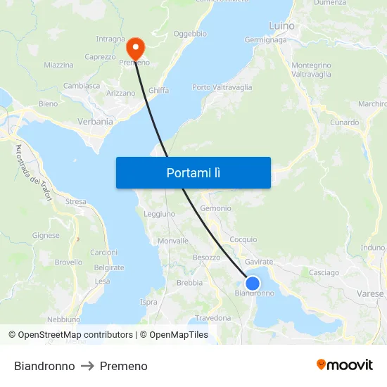 Biandronno to Premeno map