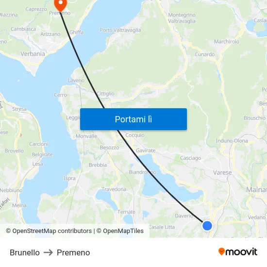 Brunello to Premeno map