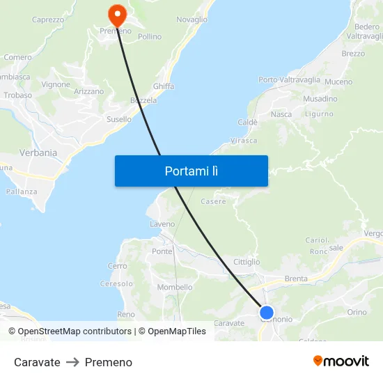 Caravate to Premeno map