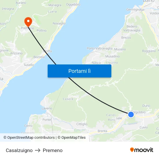Casalzuigno to Premeno map