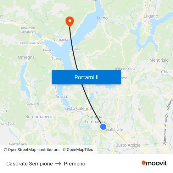 Casorate Sempione to Premeno map