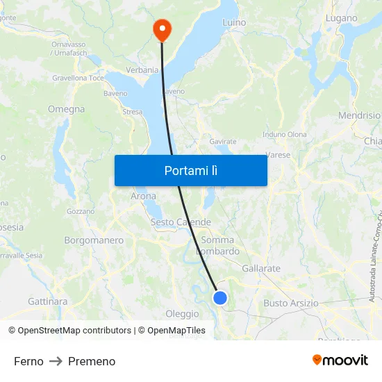 Ferno to Premeno map