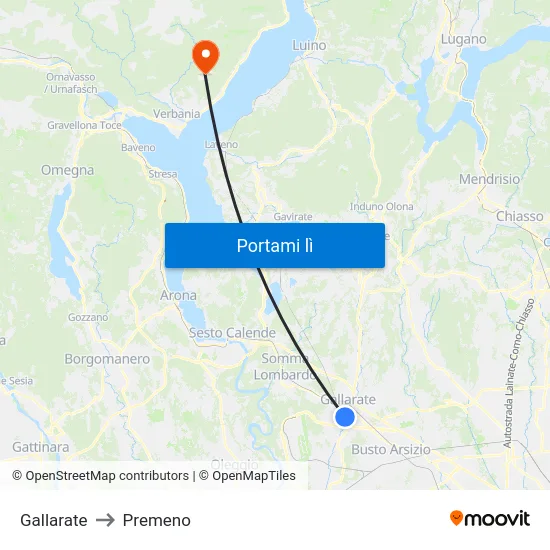 Gallarate to Premeno map