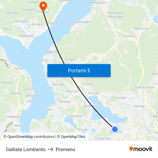Galliate Lombardo to Premeno map
