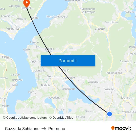 Gazzada Schianno to Premeno map