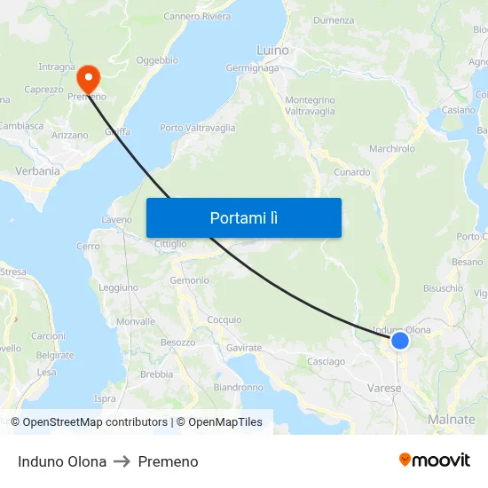 Induno Olona to Premeno map