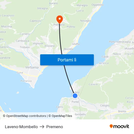 Laveno-Mombello to Premeno map