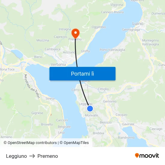 Leggiuno to Premeno map