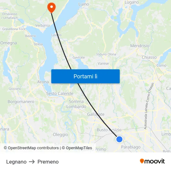 Legnano to Premeno map