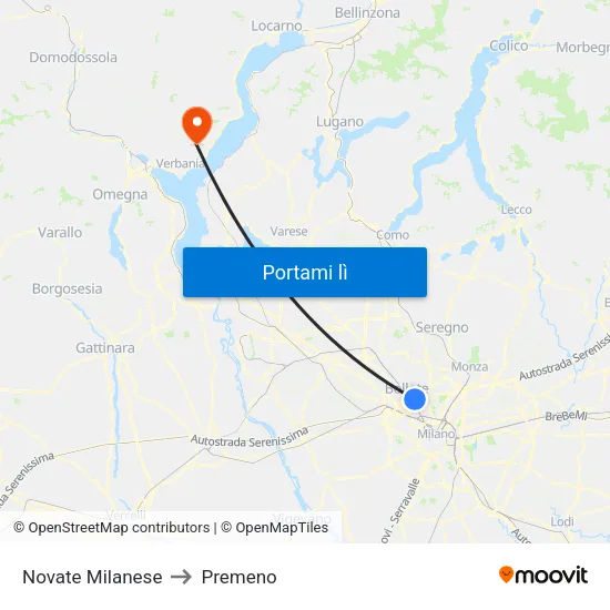 Novate Milanese to Premeno map