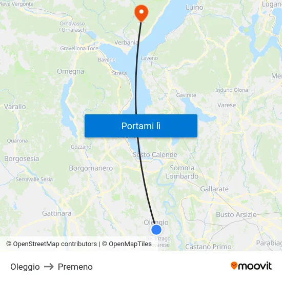 Oleggio to Premeno map