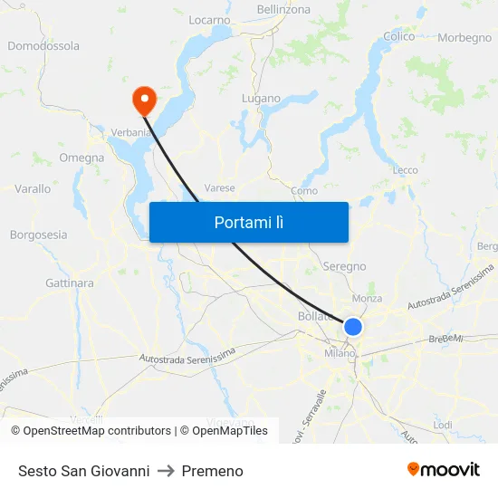 Sesto San Giovanni to Premeno map